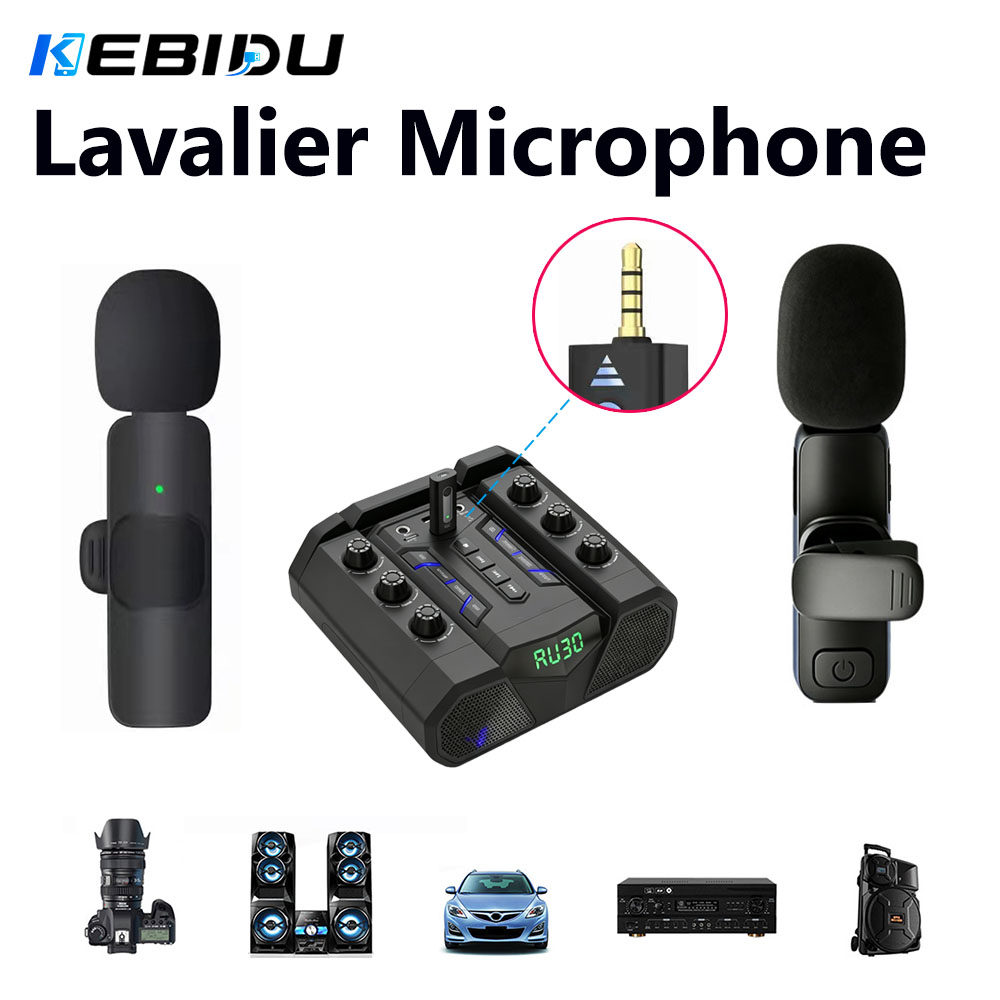 Streaming Mic Condenser - Mikrofon krawatowy KEBIDU, bezprzewodowy, 3,5 mm,