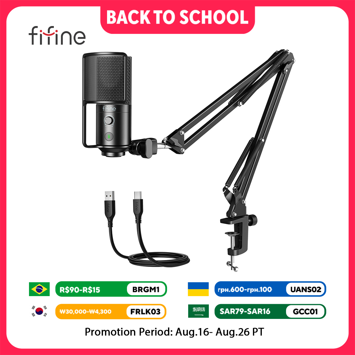 Streaming Mic Condenser - Zestaw mikrofonu FIFINE USB do transmisji