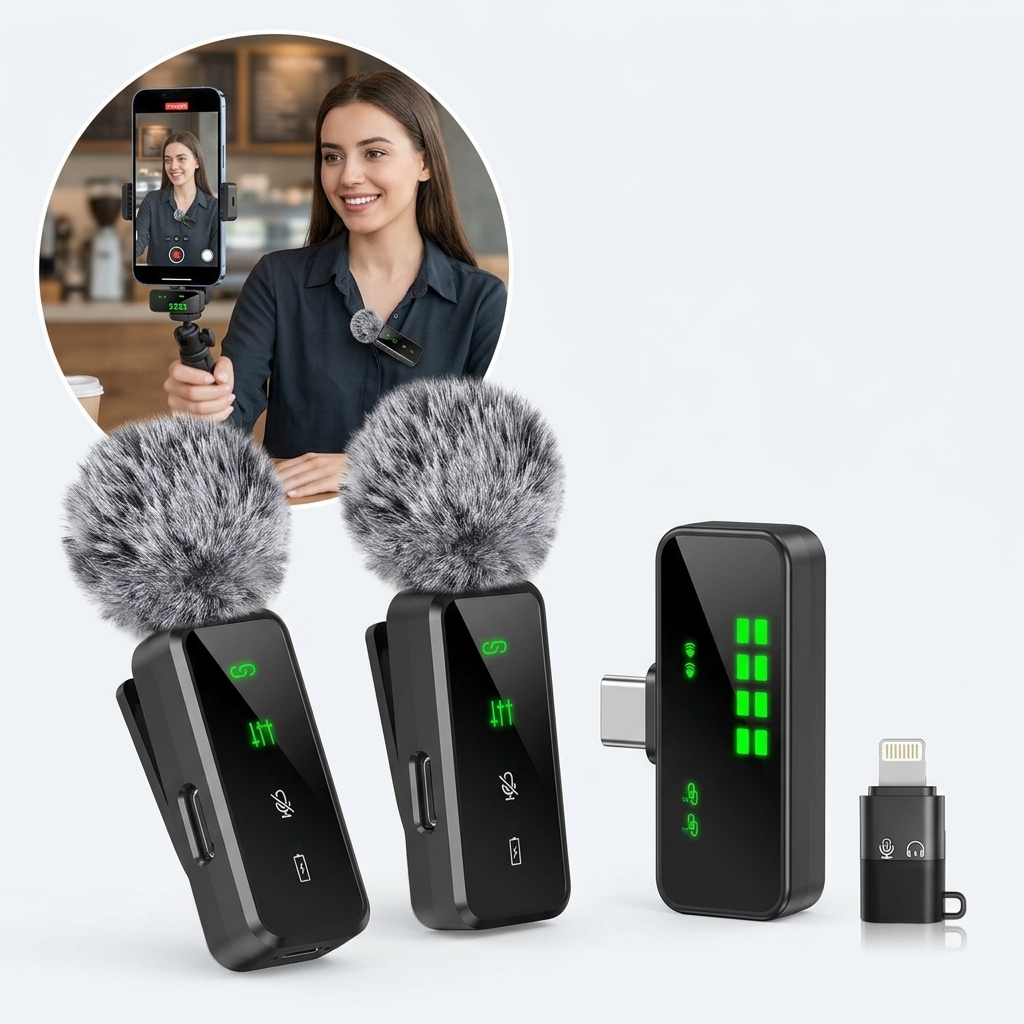 Streaming Mic Condenser - Bezprzewodowy mikrofon krawatowy, mini mikrofon do
